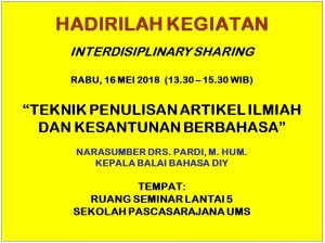 Read more about the article Seminar Interdiciplinary Sharing (rabu, 16 Mei 2018)