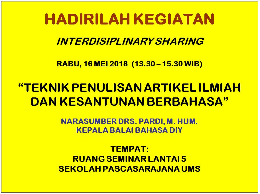 Read more about the article Seminar Interdiciplinary Sharing (rabu, 16 Mei 2018)